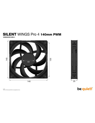 BL099,Ventilator be quiet! "SILENT WINGS 4"140mm 2400 rpm, Fluid Dynamic Bearing, 4-pin PWM, "BL099"