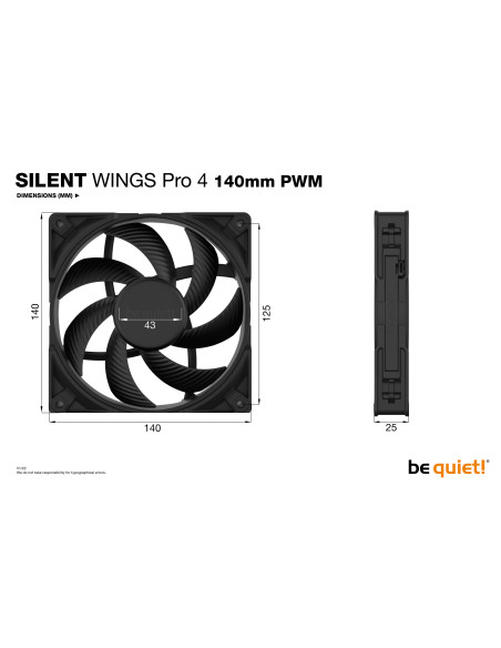 BL099,Ventilator be quiet! "SILENT WINGS 4"140mm 2400 rpm, Fluid Dynamic Bearing, 4-pin PWM, "BL099"