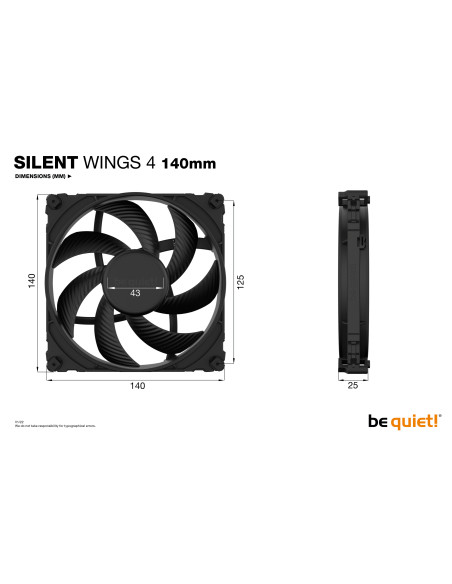 BL095,Ventilator be quiet! "SILENT WINGS 4"140mm 1100 rpm, Fluid Dynamic Bearing, 3-pin, "BL095"
