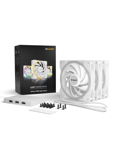BL101,Set 3 ventilatoare be quiet! "LIGHT WINGS White"120mm 2500 rpm, Rifle bearing, 4-pin PWM, ARGB LED, "BL101"