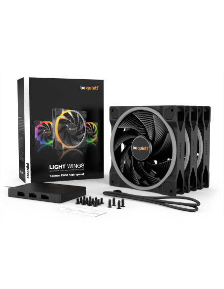 BL079,Set 3 ventilatoare be quiet! "LIGHT WINGS"140mm 2200 rpm, Rifle bearing, 4-pin PWM, ARGB LED, "BL079"