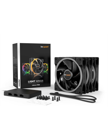 BL076,Set 3 ventilatoare be quiet! "LIGHT WINGS"120mm 1700 rpm, Rifle bearing, 4-pin PWM, ARGB LED, "BL076"