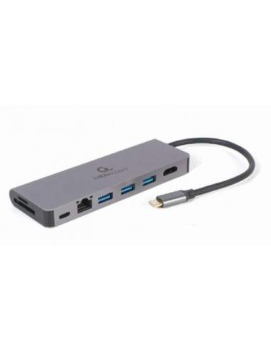 A-CM-COMBO5-05,Docking Station Gembird universal, 5-in-1, conectare PC USB Type C, USB-C x 1, USB-A 3.1 x 3, porturi video HDMI 