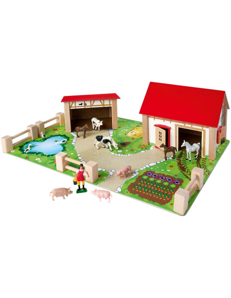 S100004309,Ferma din lemn Eichhorn 51x36x17 cm cu 20 accesorii