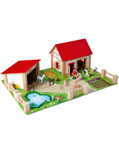 S100004309,Ferma din lemn Eichhorn 51x36x17 cm cu 20 accesorii