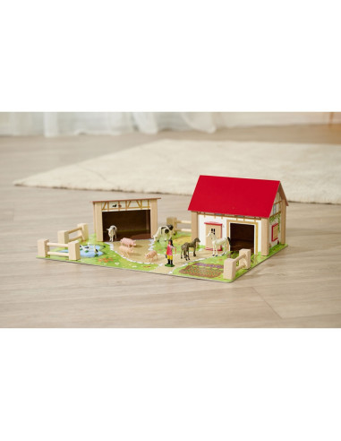 S100004309,Ferma din lemn Eichhorn 51x36x17 cm cu 20 accesorii