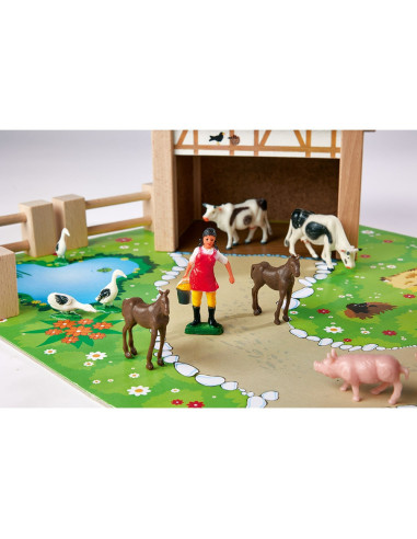 S100004309,Ferma din lemn Eichhorn 51x36x17 cm cu 20 accesorii