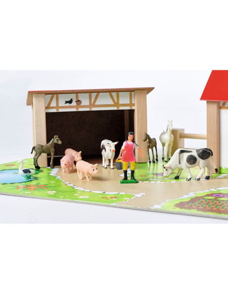 S100004309,Ferma din lemn Eichhorn 51x36x17 cm cu 20 accesorii