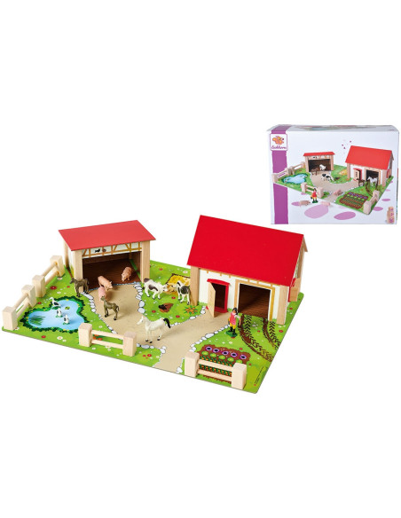 S100004309,Ferma din lemn Eichhorn 51x36x17 cm cu 20 accesorii