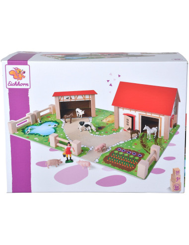 S100004309,Ferma din lemn Eichhorn 51x36x17 cm cu 20 accesorii