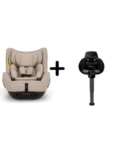 BB-CS14910BISGLSET,Nuna - Set Scaun auto rotativ i-Size TODL next Biscotti, 40-105 cm + Baza isofix BASE next i-Size pentru TODL