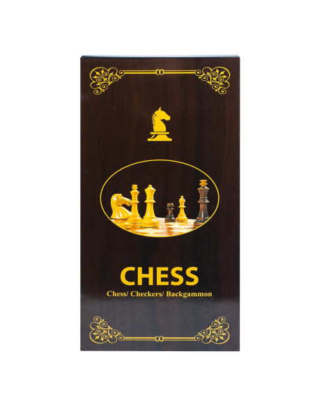 S3838,Joc 3 in 1: sah, table, dame! Cutie lemn, 34x17 cm