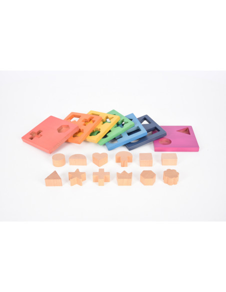 CD73532,Forme din lemn stivuibile in culorile curcubeului