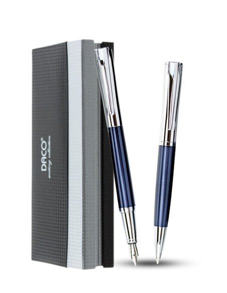 SE277,Set pix si stilou DACO SE277, Albastru/Argintiu texturat
