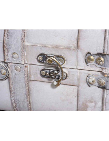 Set 2 valize, lemn, cu detalii metalice, Alb,512424