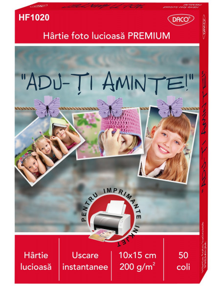 HF1020,Hartie foto 10x15 cm 200g 50 coli daco hf1020