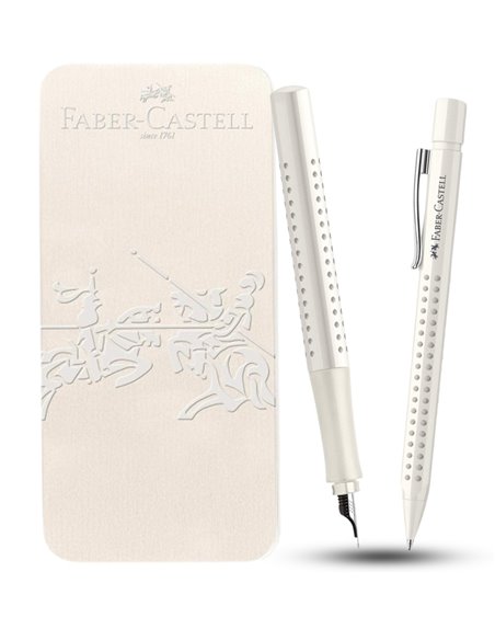 FC201527,Set stilou FC201527 M + Pix grip Faber-Castell, Alb cocos FC201527,Set stilou FC201527 M + Pix grip Faber-Castell, Alb cocos