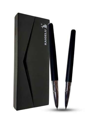 S385/NEGRU,Set Kaigelu - Stilou cu penita ascunsa + pix, Negru mat