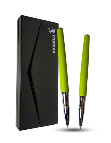S385/VERDE,Set Kaigelu - Stilou cu penita ascunsa + pix, Verde crud mat
