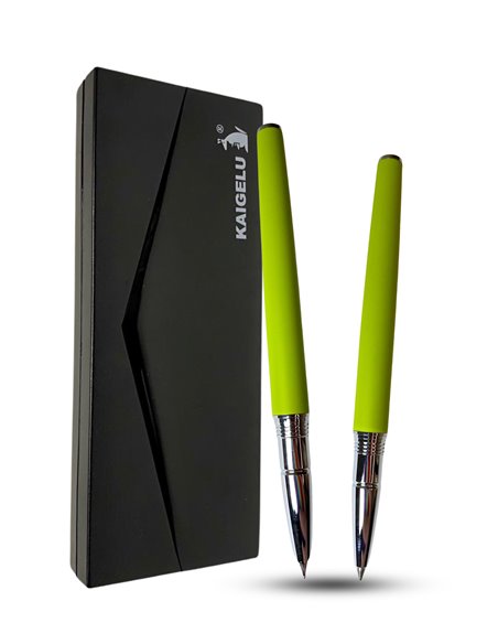 S385/VERDE,Set Kaigelu - Stilou cu penita ascunsa + pix, Verde crud mat