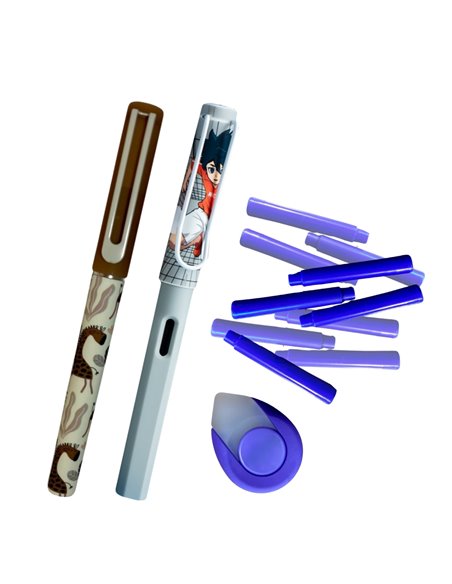EAN-018402,Set roller + stilou gri cu penita ascunsa si cerneala termosensibila + Rezerve, radiera