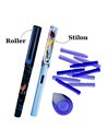 EAN-018426,Set roller + stilou bleu cu penita ascunsa si cerneala termosensibila + Rezerve, radiera