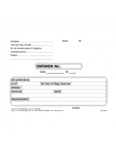 Set chitanta A6, 3 exemplare, autocopiativa, 5