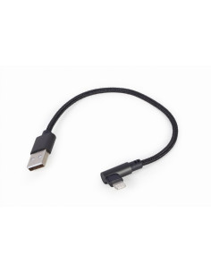 CC-USB2-AMLML-0.2M,Cablu alimentare si date GEMBIRD, pt. smartphone, USB 2.0 (T) la Lightning (T) 90 grade, 0.2m, negru, "CC-USB