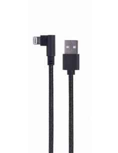 CC-USB2-AMLML-0.2M,Cablu alimentare si date GEMBIRD, pt. smartphone, USB 2.0 (T) la Lightning (T) 90 grade, 0.2m, negru, "CC-USB 2