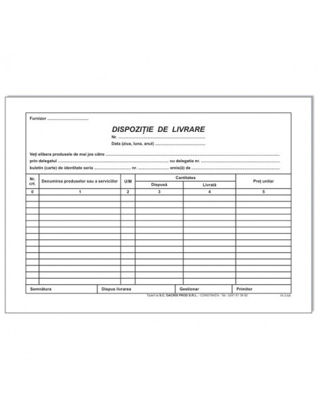 Dispozitie de livrare A5,DIB500DL