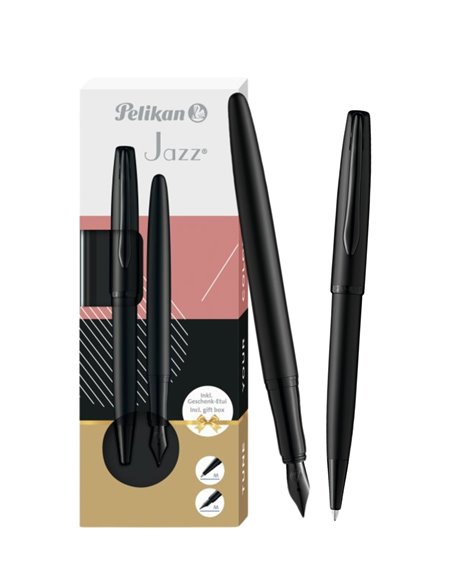 821896,Set pix + stilou Pelikan Jazz Noble Elegance in cutie cadou, Negru perlat