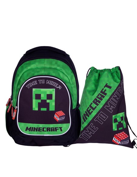 Set scoala ASTRA Time to mine 2 - Ghiozdan, Sac incaltaminte, Motiv Minecraft