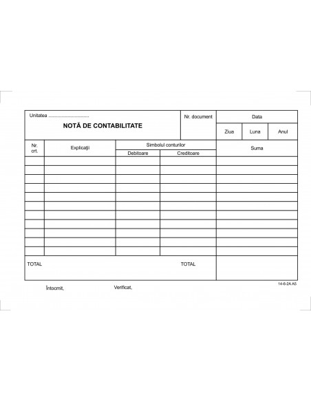 Nota contabila A5,DIB500NC