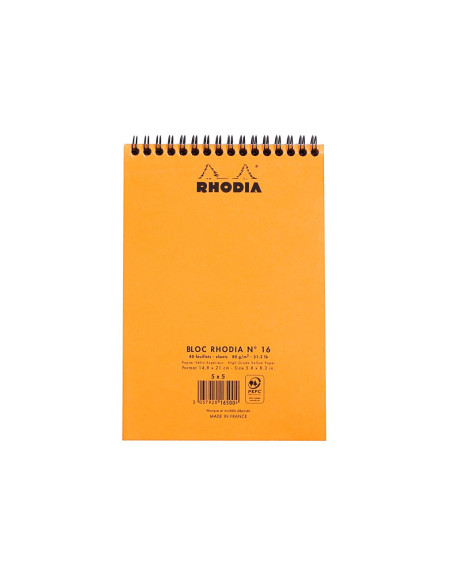 CAI056,Blocnotes A5 Spiral Pad Rhodia Classic Orange