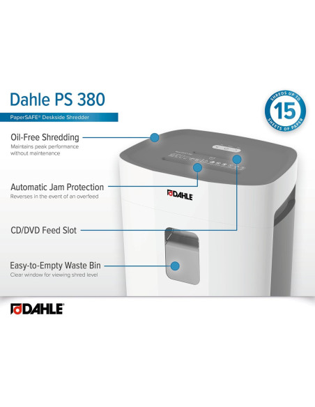 DIS109,Distrugător documente Cross-Cut 15 file Dahle PaperSAFE 380 DIS109,Distrugător documente Cross-Cut 15 file Dahle PaperSAFE 380