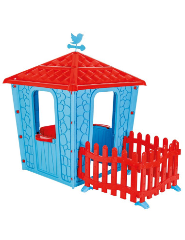 PL-06-443-BL,Casuta cu gard pentru copii Pilsan Stone House with Fence blue