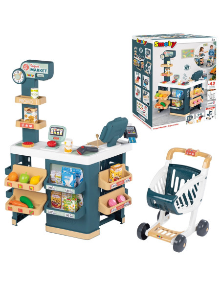S7600350239,Magazin pentru copii Smoby Super Market cu 42 accesorii