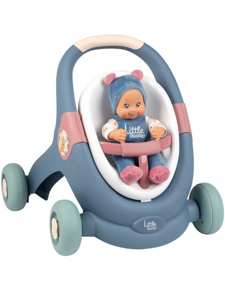 S7600140308,Carucior pentru papusi Smoby Baby Walker 3 in 1 cu papusa