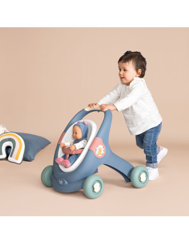 S7600140308,Carucior pentru papusi Smoby Baby Walker 3 in 1 cu papusa