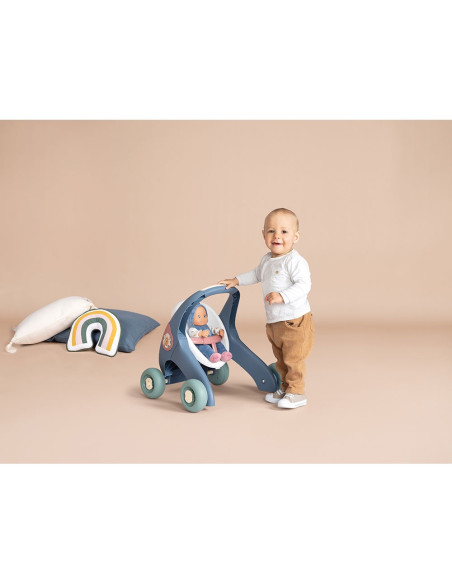 S7600140308,Carucior pentru papusi Smoby Baby Walker 3 in 1 cu papusa