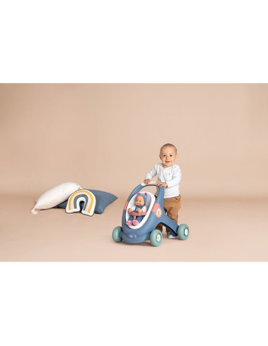 S7600140308,Carucior pentru papusi Smoby Baby Walker 3 in 1 cu papusa