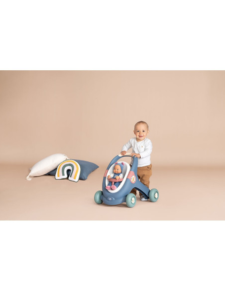 S7600140308,Carucior pentru papusi Smoby Baby Walker 3 in 1 cu papusa