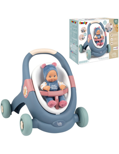 S7600140308,Carucior pentru papusi Smoby Baby Walker 3 in 1 cu papusa