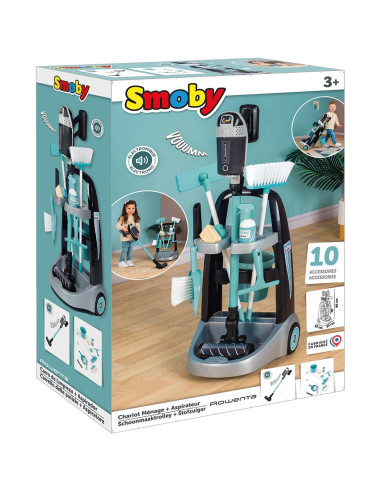 S7600330319,Jucarie Smoby Set curatenie cu troller si aspirator electronic Rowenta negru