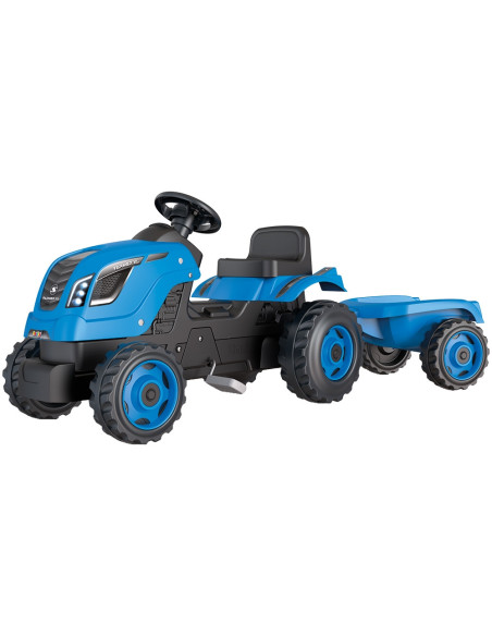 S7600710129,Tractor cu pedale si remorca Smoby Farmer XL albastru