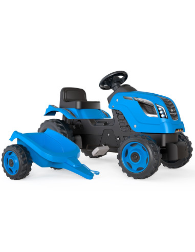 S7600710129,Tractor cu pedale si remorca Smoby Farmer XL albastru