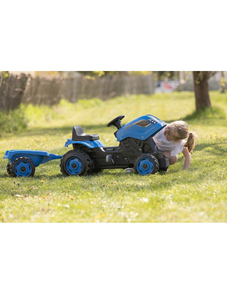S7600710129,Tractor cu pedale si remorca Smoby Farmer XL albastru