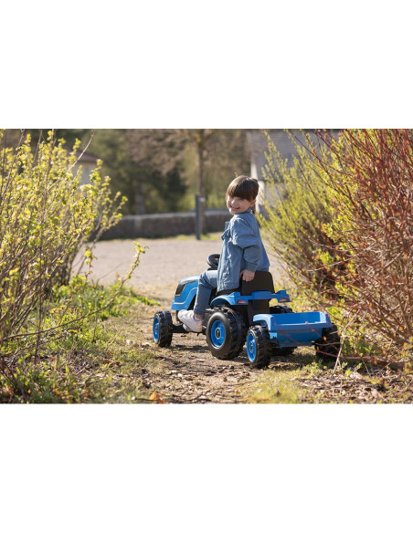 S7600710129,Tractor cu pedale si remorca Smoby Farmer XL albastru