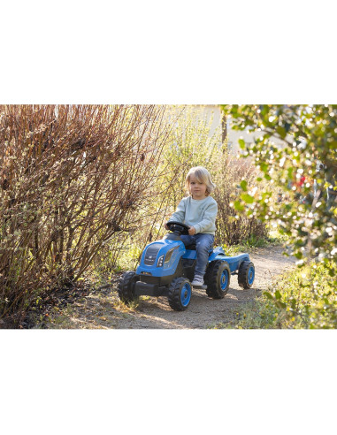 S7600710129,Tractor cu pedale si remorca Smoby Farmer XL albastru