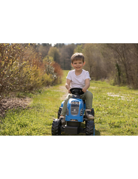 S7600710129,Tractor cu pedale si remorca Smoby Farmer XL albastru